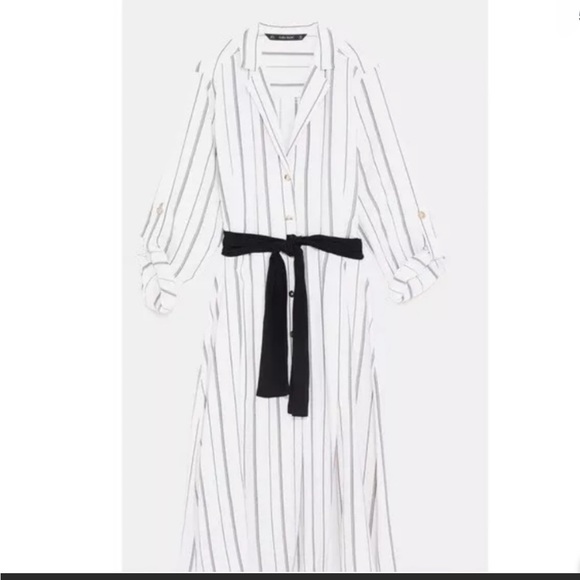 Zara Dresses Zara Belted Striped Tunic Midi Dress Poshmark